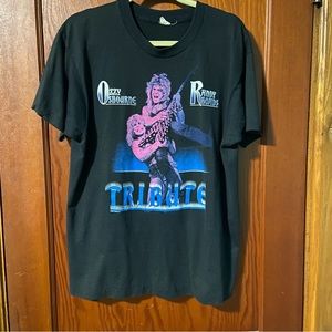 Vintage 1987 Ozzy Osbourne Randy Rhoads Tribute Album Concert T Shirt SZ XL